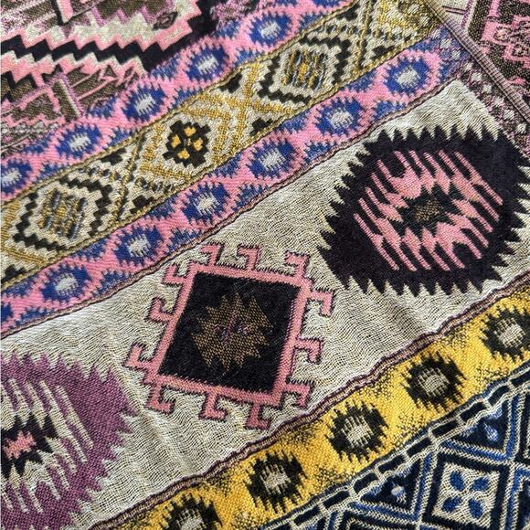 Boho Hippie Southwest Print Fringed Vest One Size - Picture 7 of 8